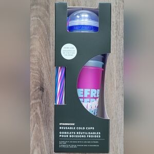 Starbucks Reusable Refresher Cold Cups Set (5 Pack), with Straws. New With Tags